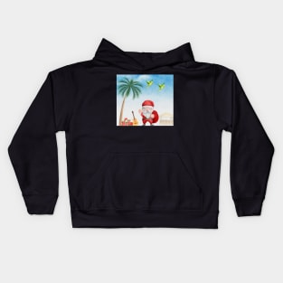 Santa arrives at the beach Kids Hoodie